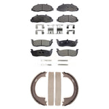 Front Rear Ceramic Brake Pads & Parking Shoe Kit For Ford F-150 Heritage Lincoln