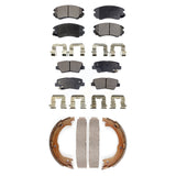 Front Rear Ceramic Brake Pads And Parking Shoes Kit For 2007-2009 Kia Amanti