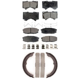 Front Rear Ceramic Brake Pads & Parking Shoe Kit For Toyota Tundra Sequoia Lexus