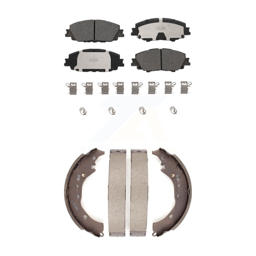 Front Rear Ceramic Brake Pads And Drum Shoes Kit For 2019 Toyota Corolla 2.0L