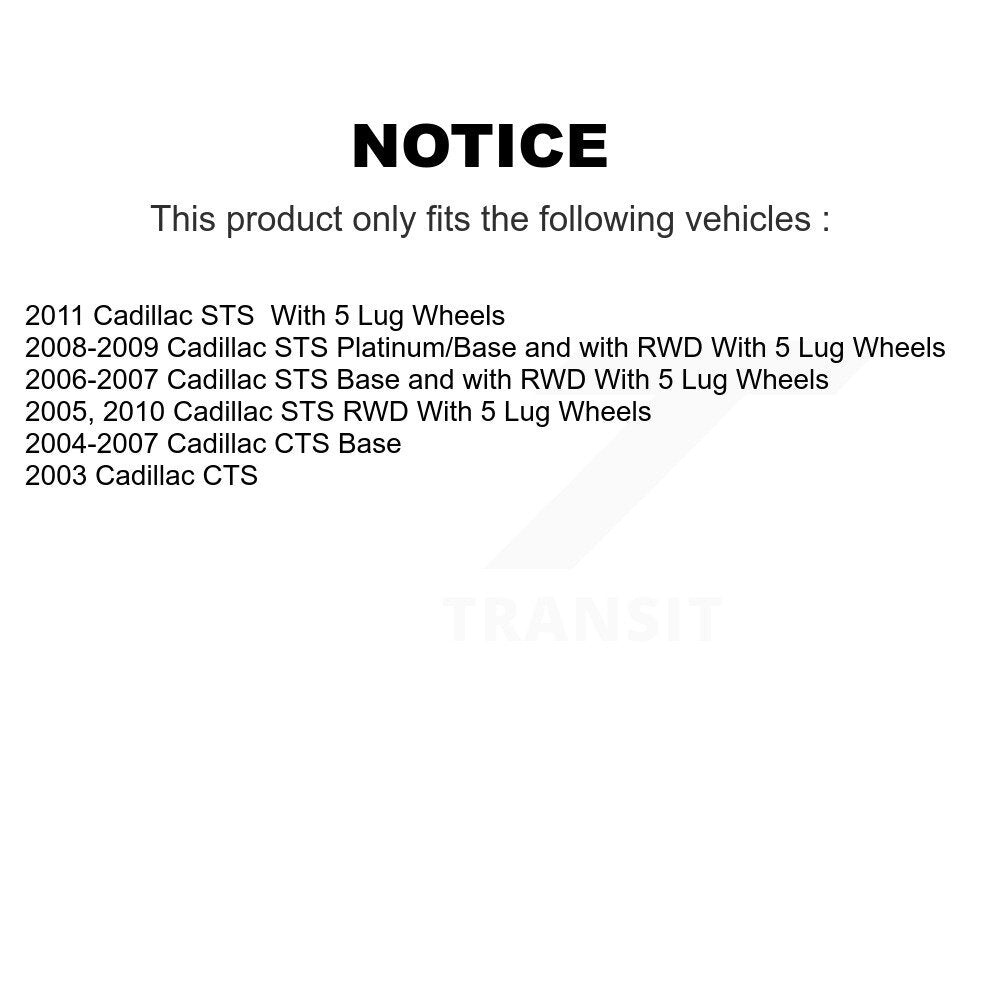 Front Wheel Bearing And Hub Assembly Pair For Cadillac CTS STS