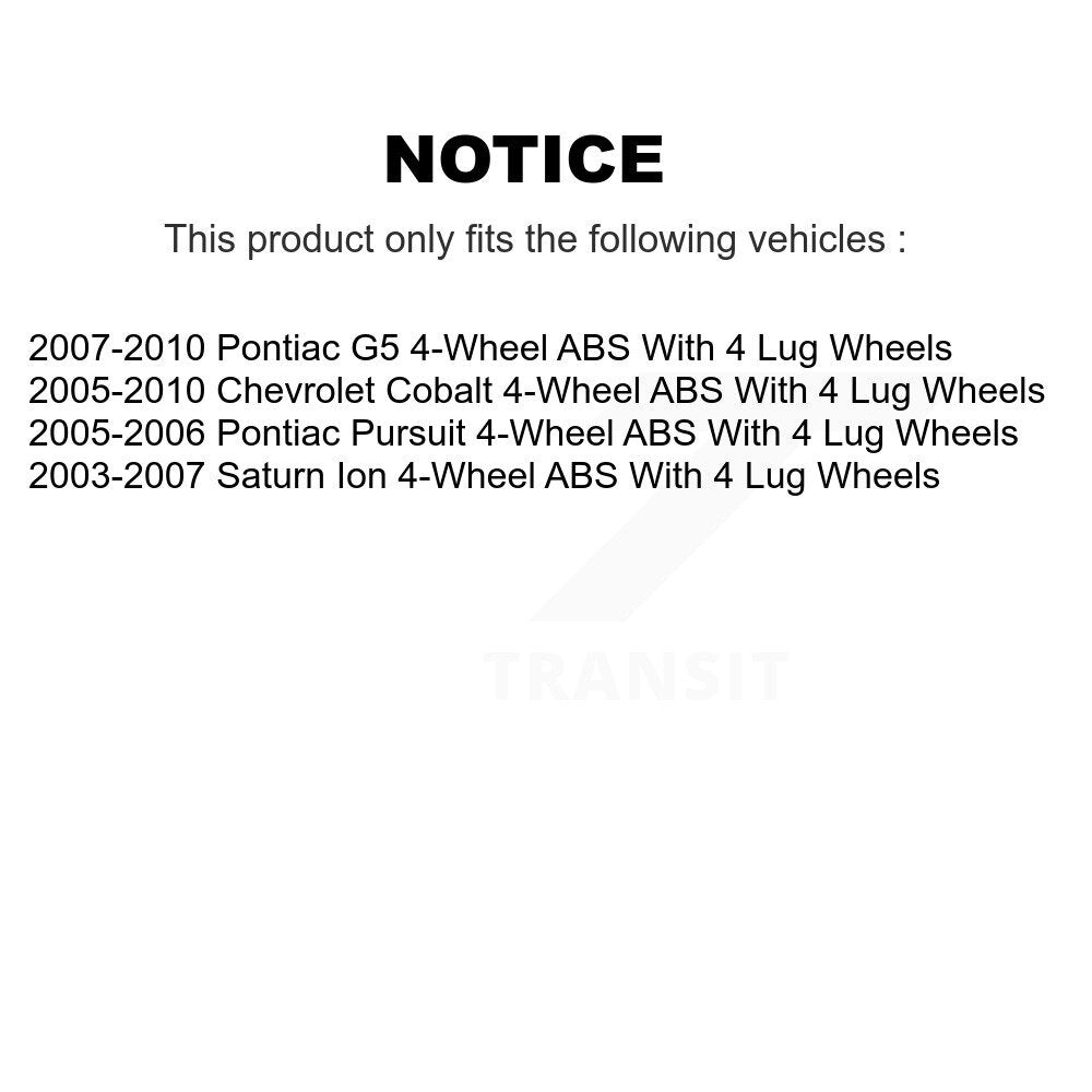 Front Wheel Bearing Hub Assembly Pair For Chevrolet Cobalt Saturn Ion Pontiac G5