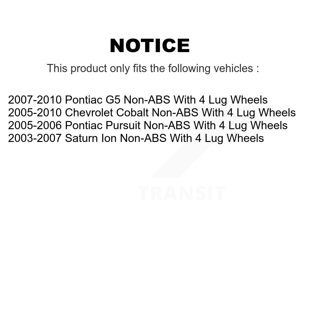 Front Wheel Bearing Hub Assembly Pair For Chevrolet Cobalt Saturn Ion Pontiac G5