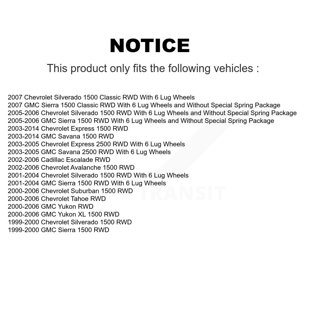 Front Wheel Bearing Hub Assembly Pair For Chevrolet Silverado 1500 GMC Tahoe XL
