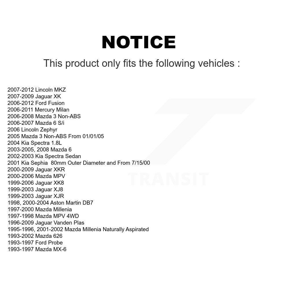 Front Wheel Bearing Pair For Ford Fusion Mazda 3 6 Lincoln MKZ Mercury Milan MPV