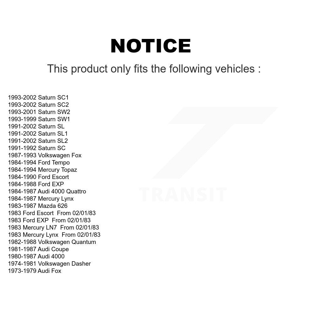 Front Wheel Bearing Pair For Saturn SL2 SL1 Ford SC2 Tempo SL Escort SC1 SW2 SW1