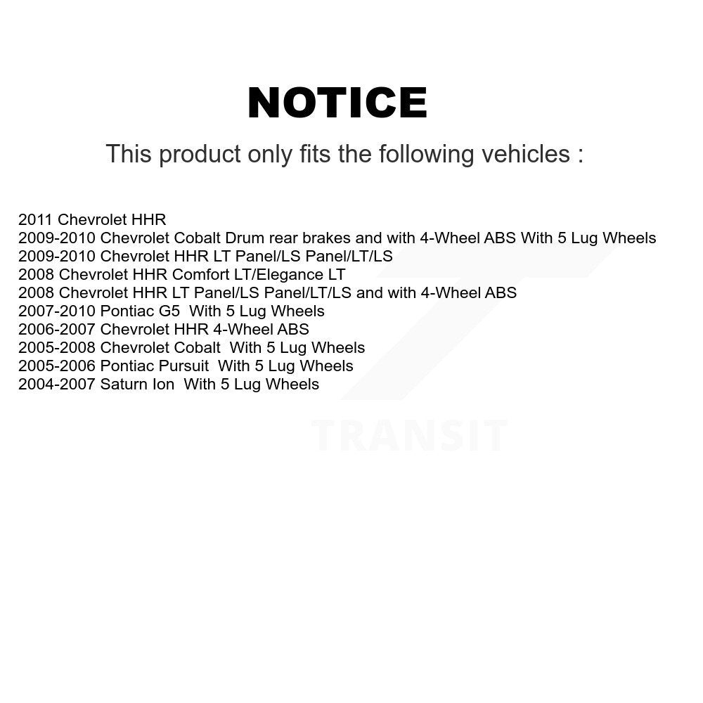 Rear Wheel Bearing Hub Assembly Pair For Chevrolet Cobalt HHR Saturn Ion Pontiac