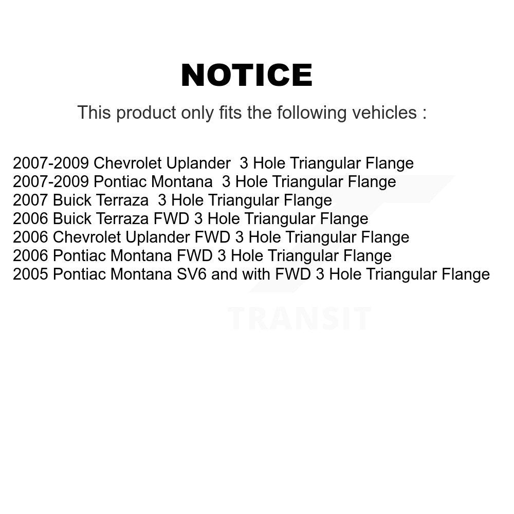 Rear Wheel Bearing And Hub Assembly Pair For Chevrolet Uplander Buick Terraza