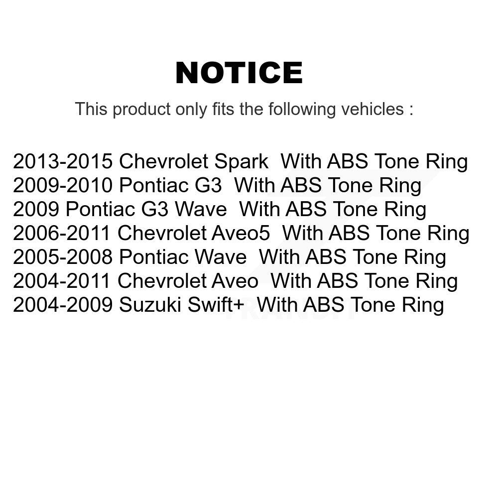 Rear Wheel Bearing & Hub Assembly Pair For Chevrolet Aveo Spark Aveo5 Pontiac G3