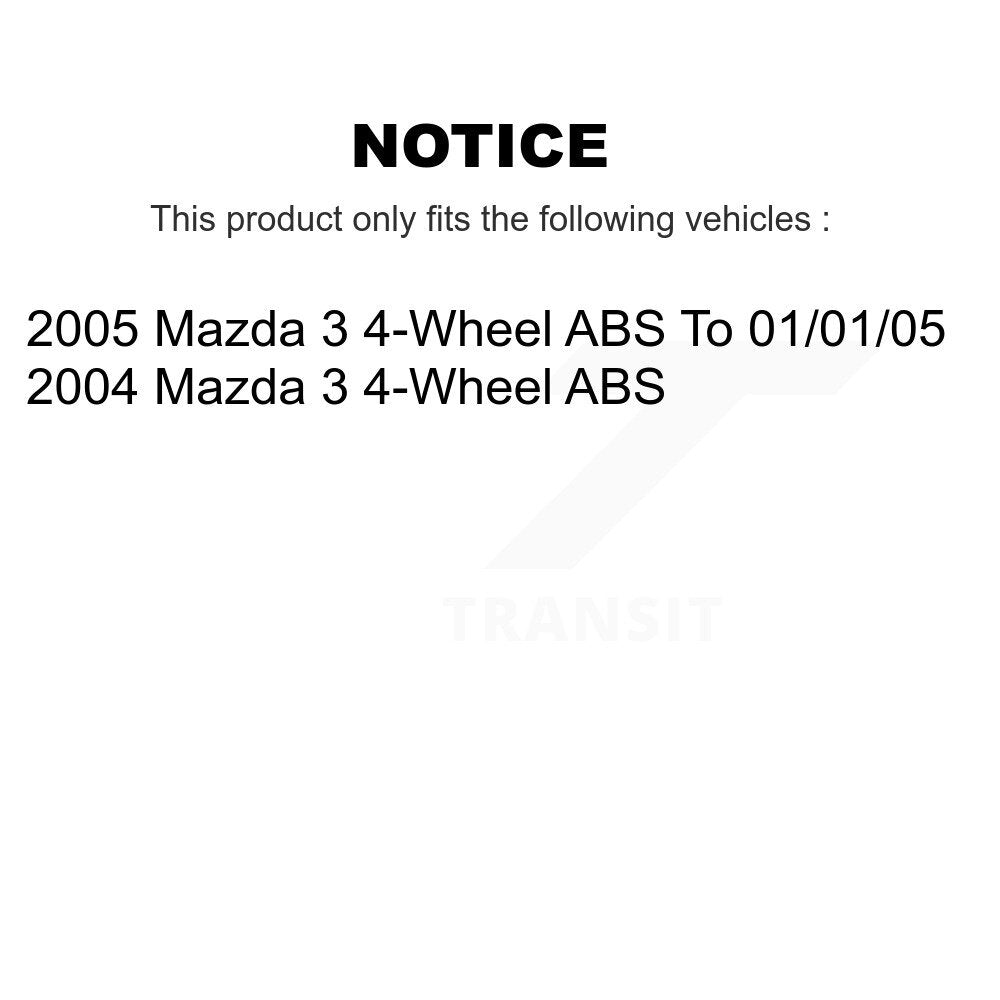 Front Rear Wheel Bearing & Hub Assembly Kit For Mazda 3 4-Wheel ABS