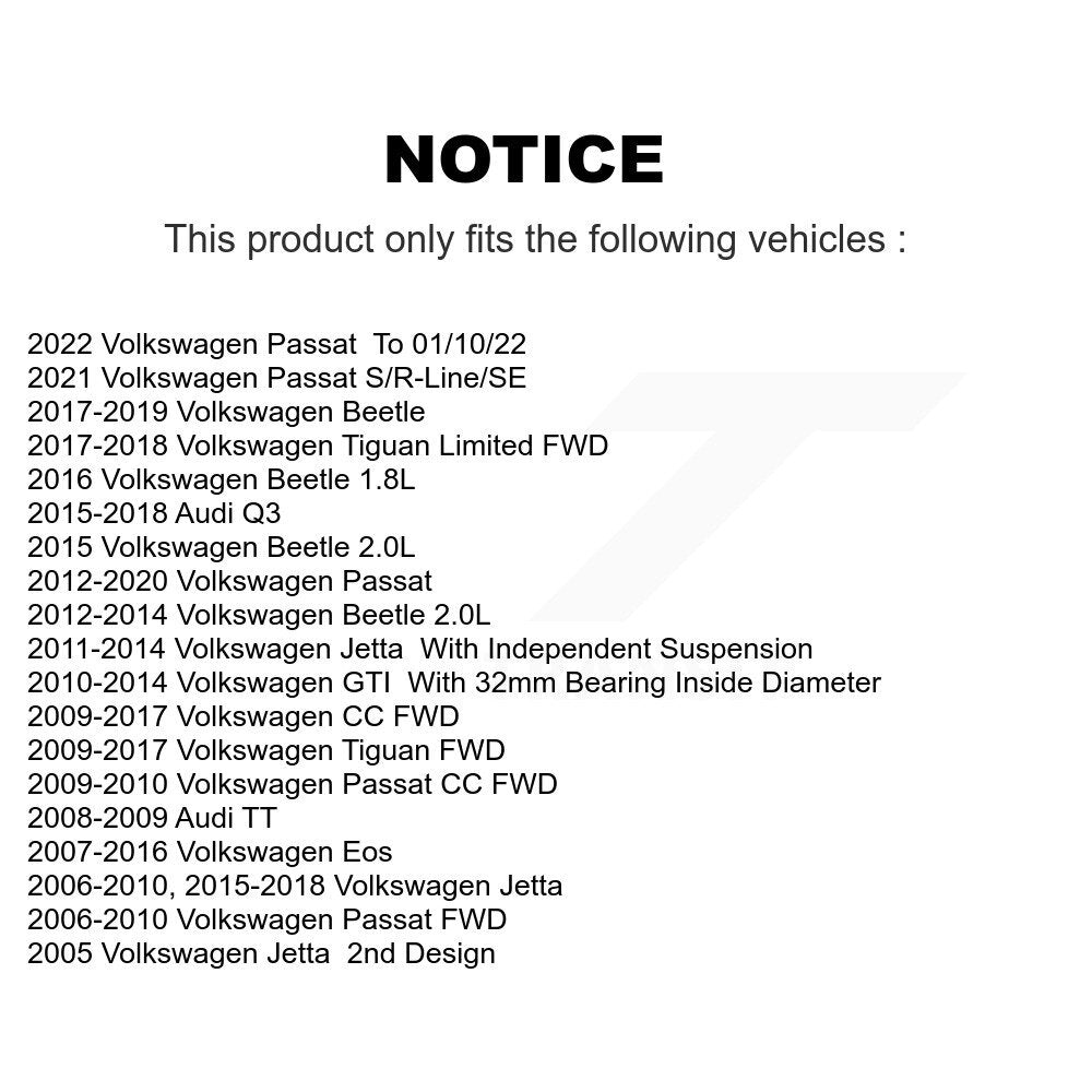 Front Rear Wheel Bearing Hub Assembly Kit For Volkswagen Jetta Passat Tiguan CC