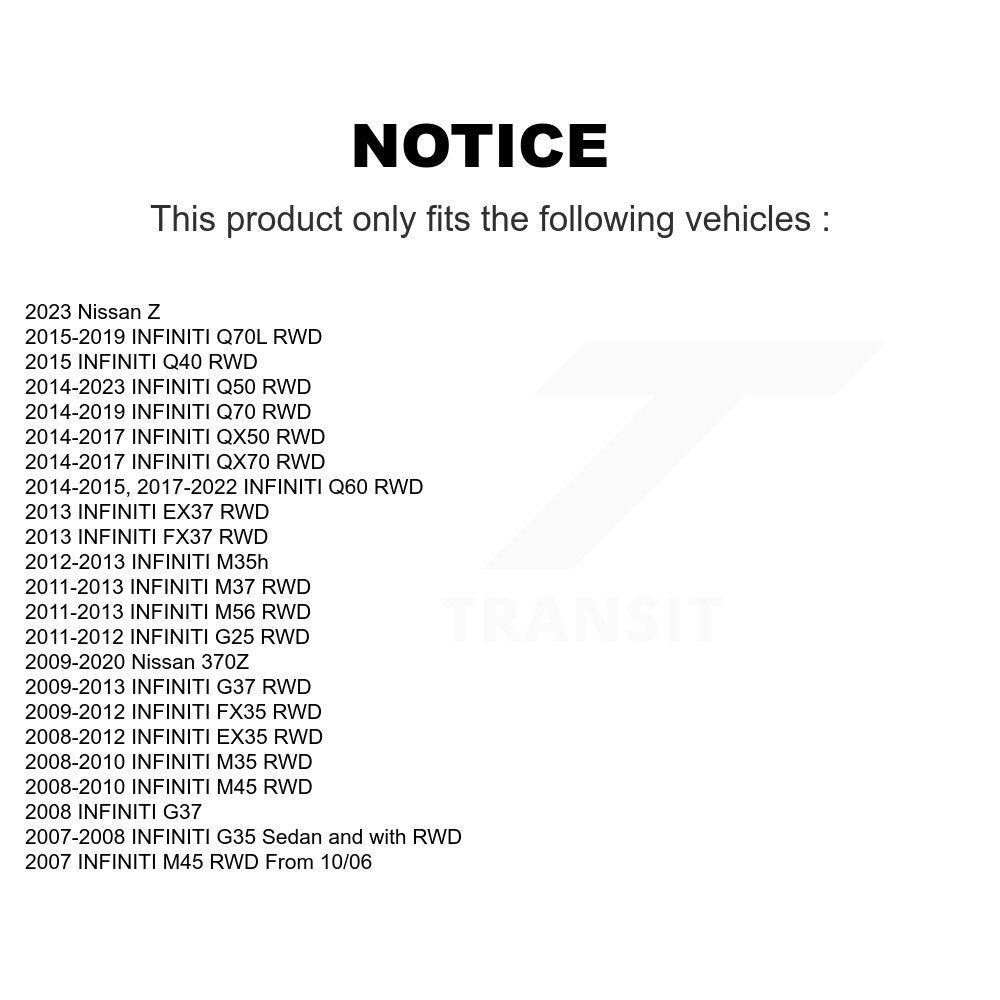 Front Rear Wheel Bearing & Hub Assembly Kit For INFINITI G37 Q50 G35 Nissan 370Z