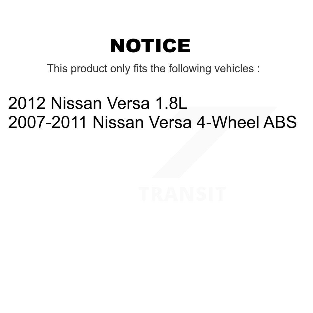 Front Rear Wheel Bearing & Hub Assembly Kit For Nissan Versa