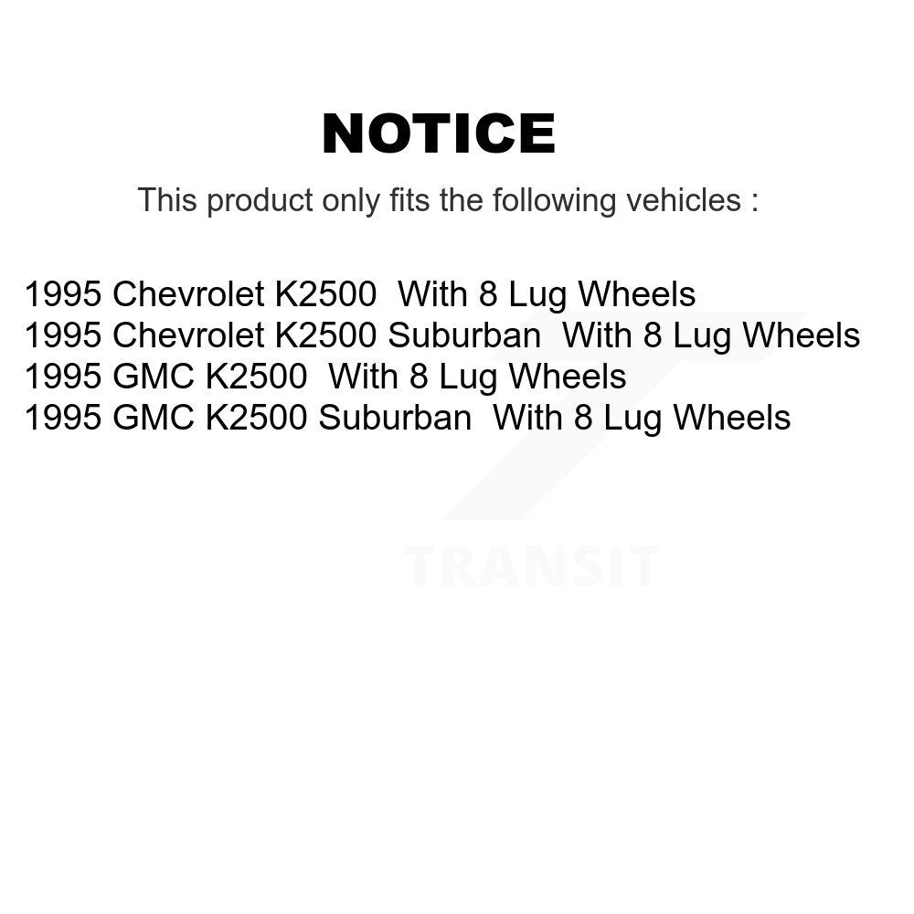 Front Rear Wheel Bearing Hub Assembly Kit For 1995 K2500 Chevrolet GMC Suburban
