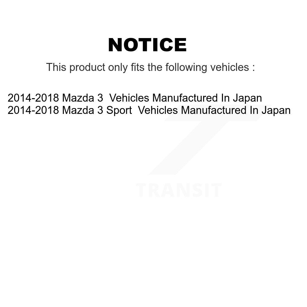 Front Rear Wheel Bearing & Hub Assembly Kit For 2014-2018 Mazda 3 Sport