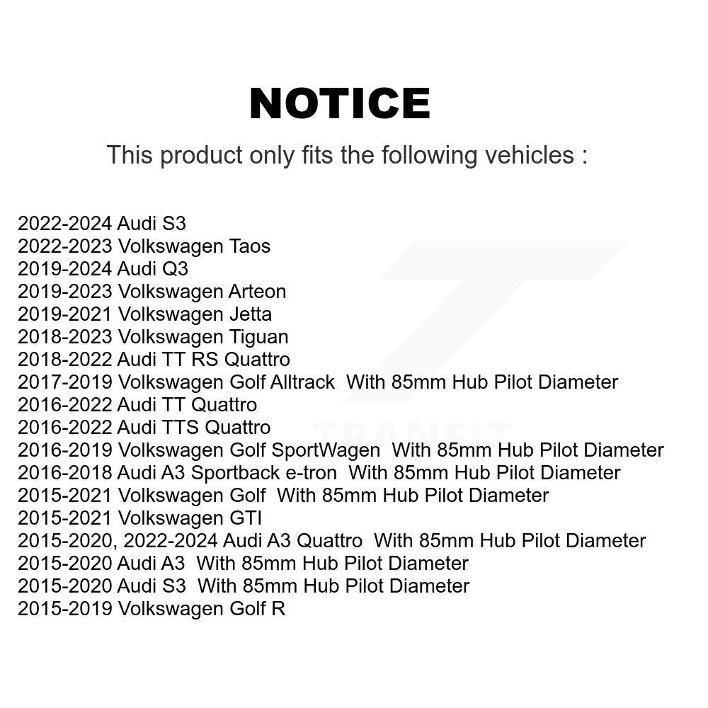 Front Wheel Bearing Hub Assembly Pair For Volkswagen Tiguan Jetta Audi GTI A3 R