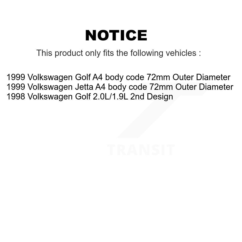 Front Rear Wheel Bearing & Hub Assembly Kit For 1999-1999 Volkswagen Jetta Golf