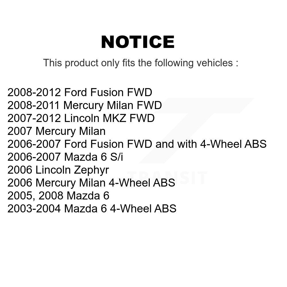 Front Rear Wheel Bearing & Hub Assembly Kit For Ford Fusion Mazda 6 Lincoln MKZ