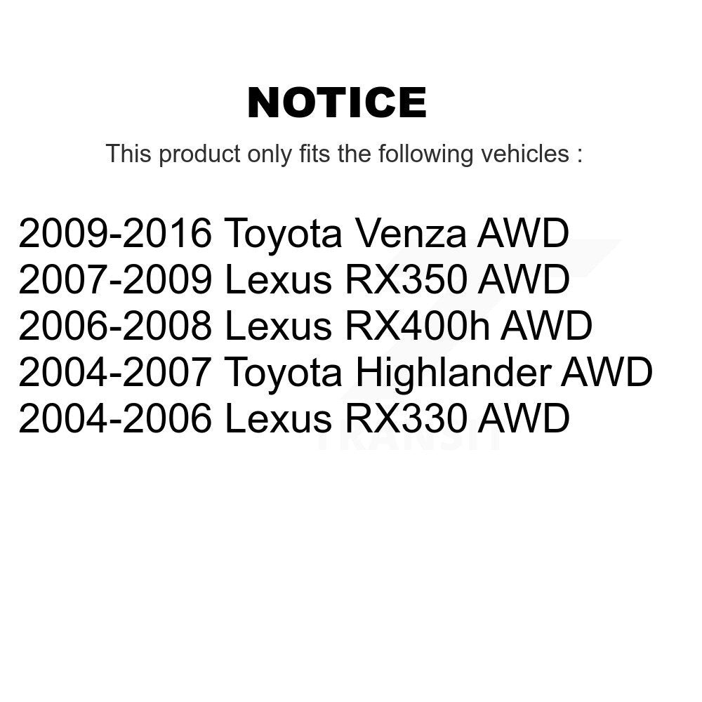 Front Rear Wheel Bearing Hub Assembly Kit For Toyota Lexus Highlander Venza AWD