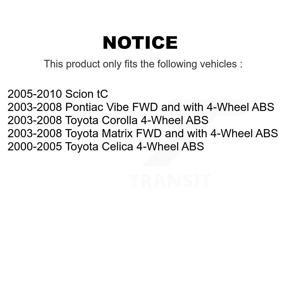 Front Rear Wheel Bearing Hub Assembly Kit For Toyota Corolla Matrix Pontiac Vibe