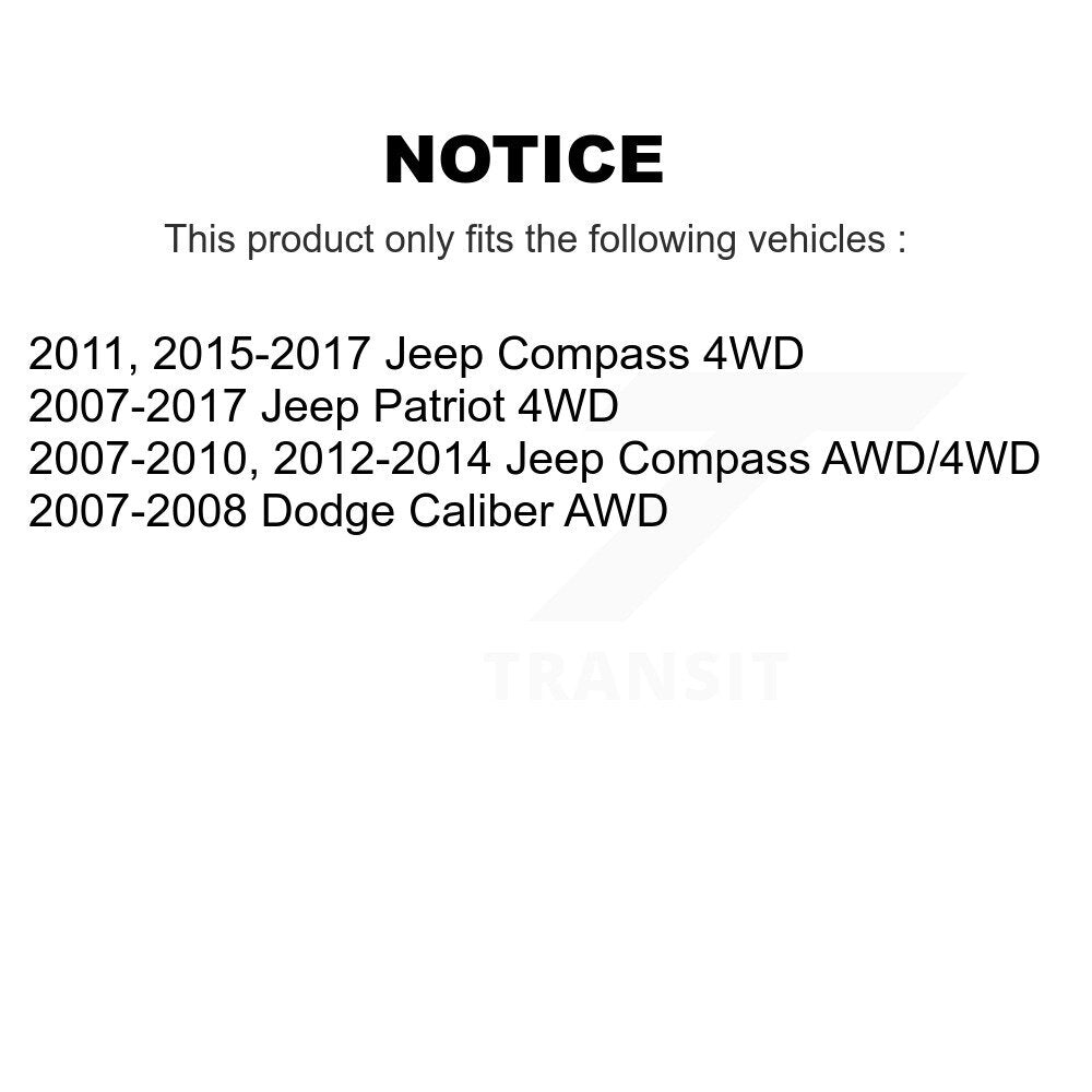 Front Rear Wheel Bearing Hub Assembly Kit For Jeep Patriot Compass Dodge Caliber