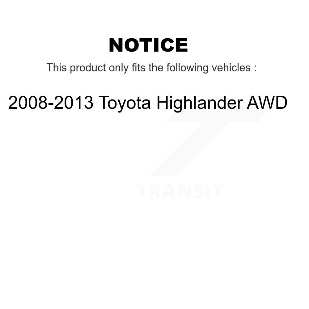 Front Rear Wheel Bearing & Hub Assembly Kit For 2008-2013 Toyota Highlander AWD