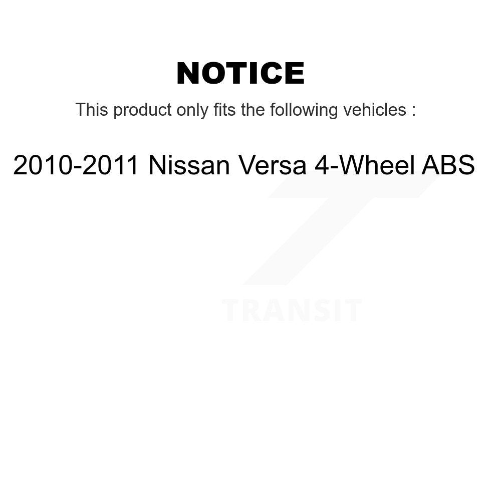 Front Rear Wheel Bearing Hub Assembly Kit For 2010-2011 Nissan Versa 4-Wheel ABS