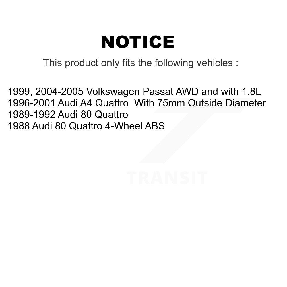 Front Rear Wheel Bearing Kit For Audi A4 Quattro 80 90 A8