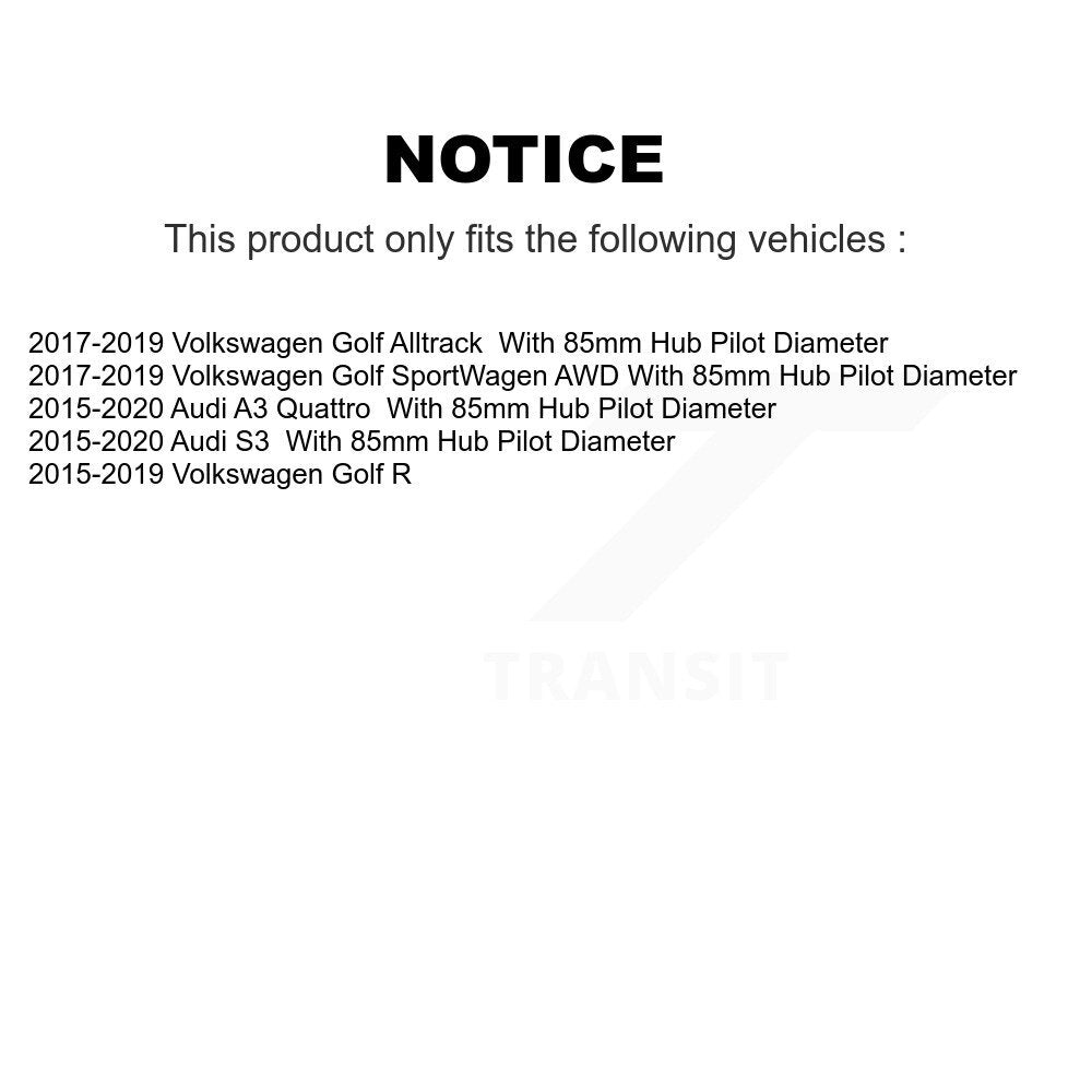 Front Rear Wheel Bearing Hub Assembly Kit For Volkswagen Audi A3 Quattro Golf R