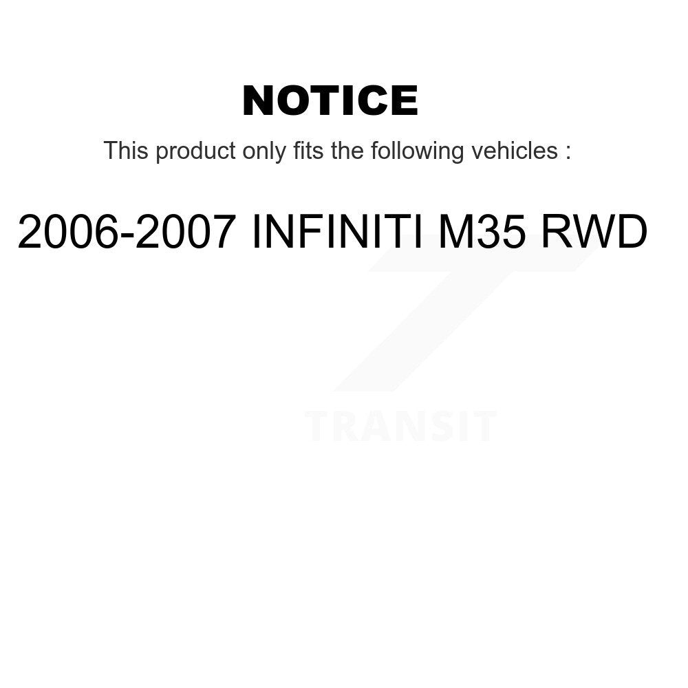 Front Rear Wheel Bearing & Hub Assembly Kit For 2006-2008 INFINITI M35 RWD