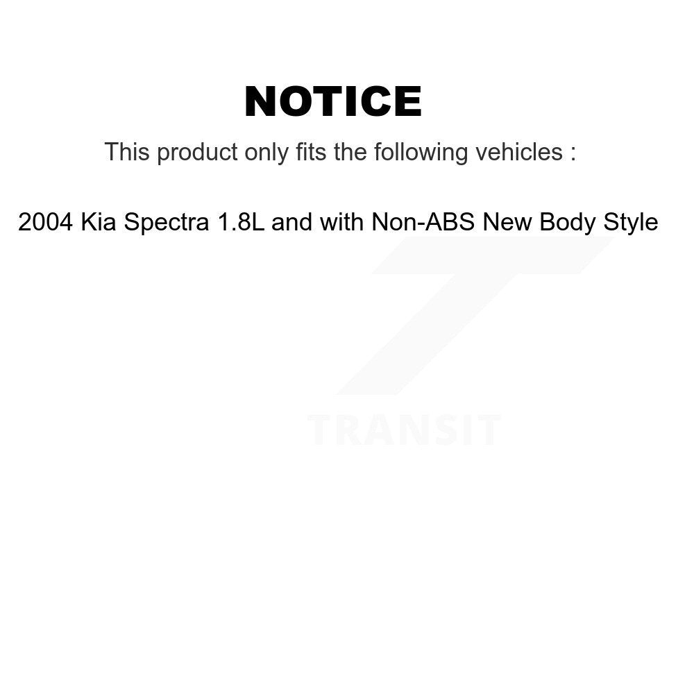 Front Rear Wheel Bearing And Hub Assembly Kit For 2004 Kia Spectra 1.8L with Non-ABS K70-102221