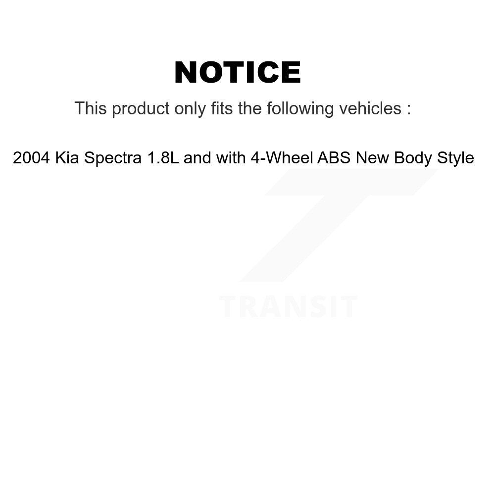 Front Rear Wheel Bearing And Hub Assembly Kit For 2004 Kia Spectra 1.8L with 4-Wheel ABS K70-102222