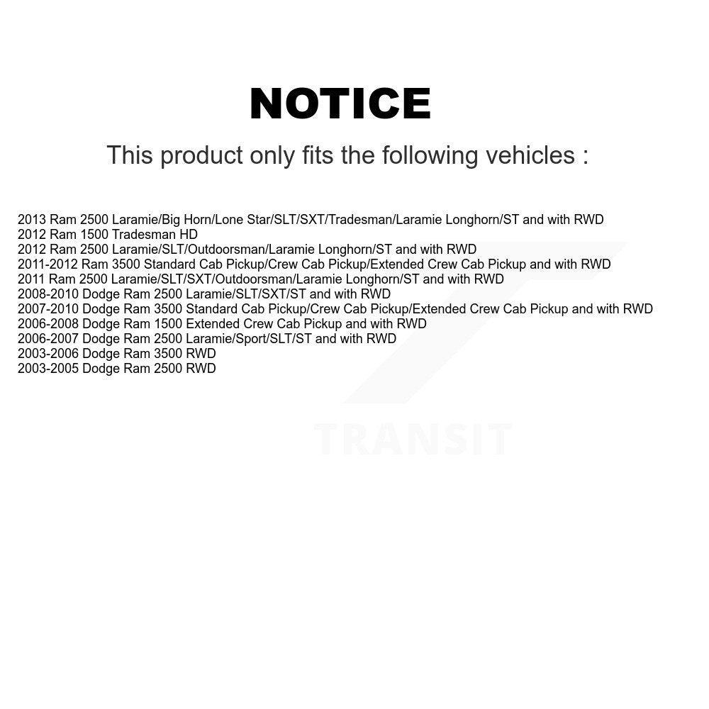 Front Rear Suspension Shock Absorbers Kit For Dodge Ram 3500 2500 1500 K78-101151