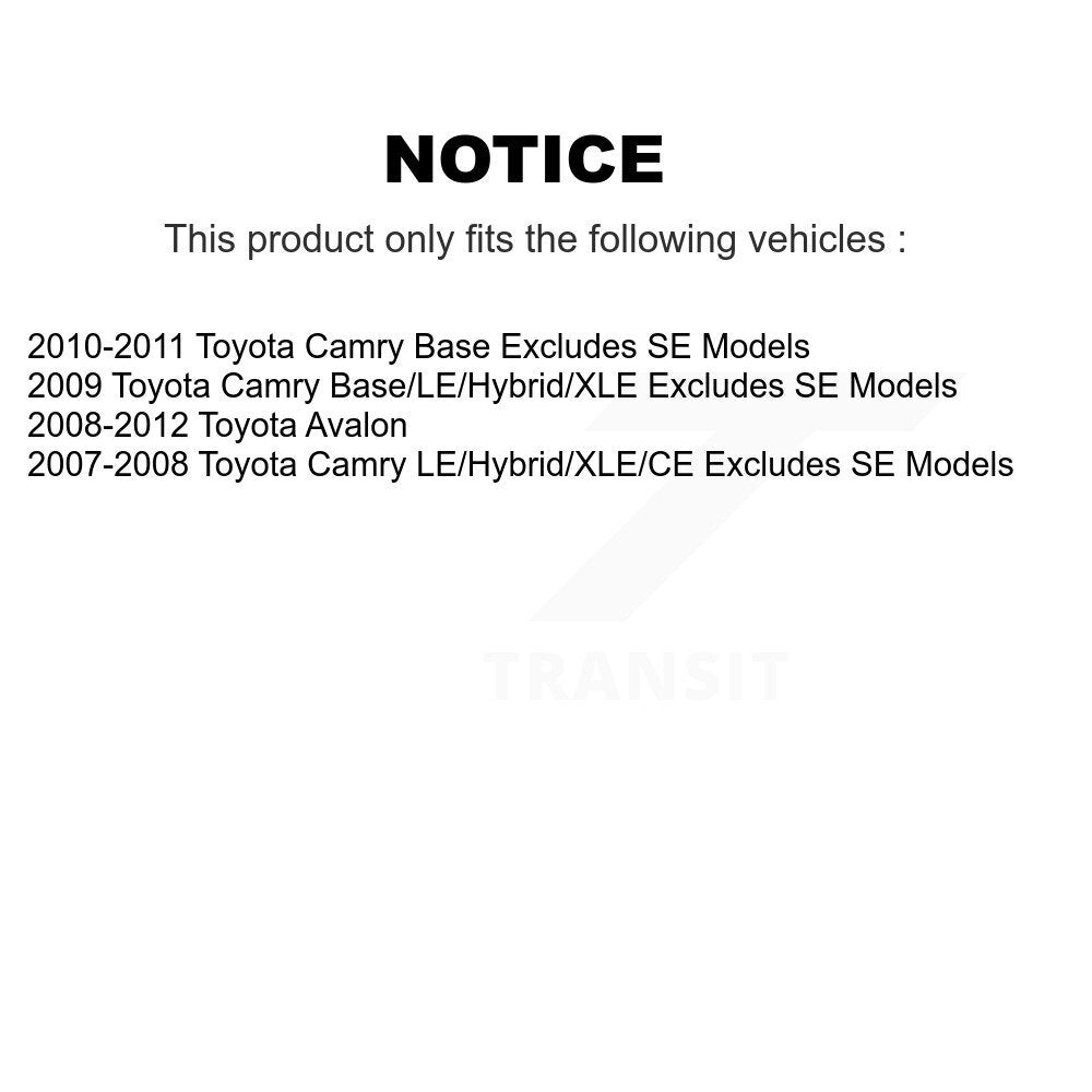 Front Rear Complete Shocks Strut & Coil Spring Mount Kit For Toyota Camry Avalon