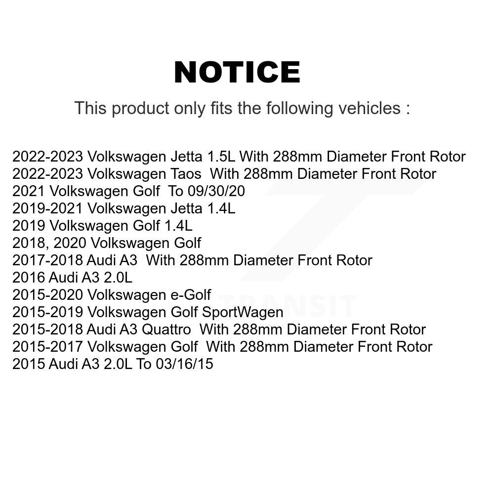 Front Brake Rotor & Ceramic Pad Kit For Volkswagen Jetta Audi Golf A3 SportWagen