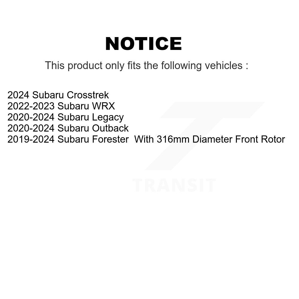 Front Brake Rotors Ceramic Pad Kit For Subaru Forester With 316mm Diameter Rotor