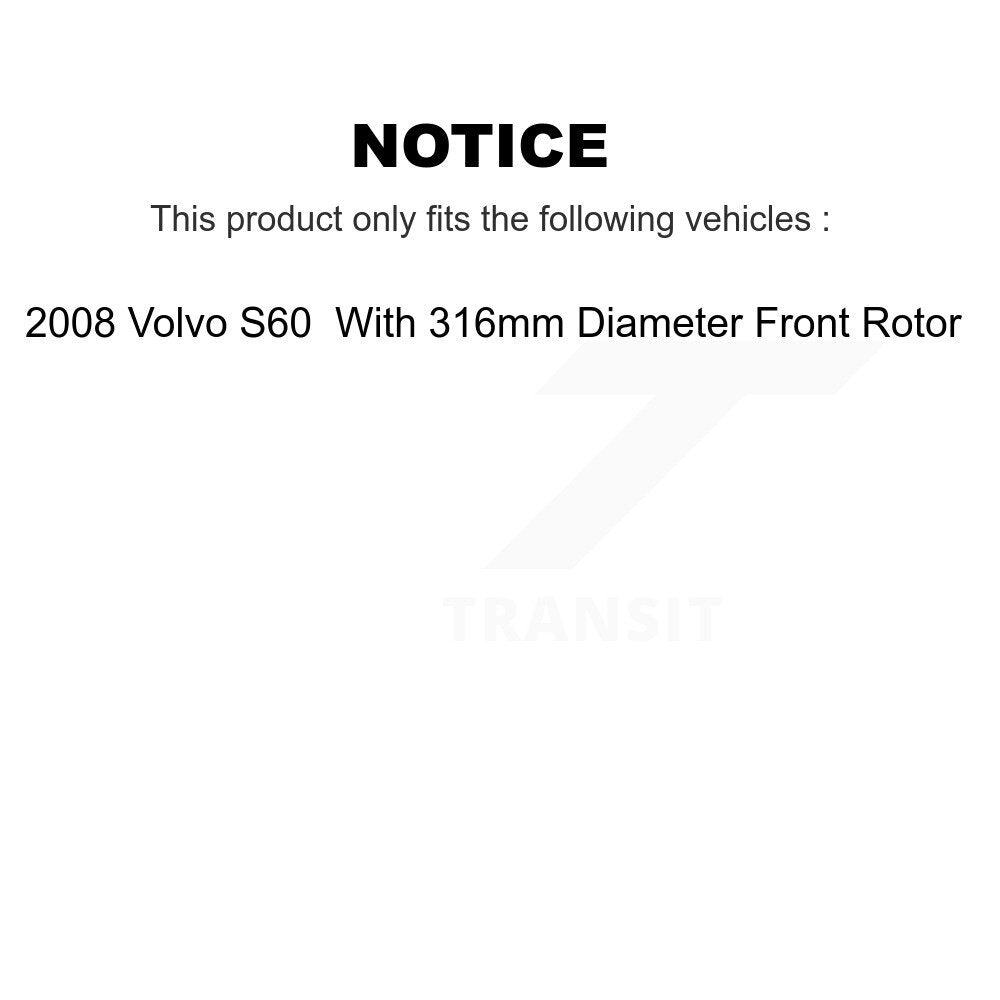 Front Brake Rotor & Ceramic Pad Kit For 2008 Volvo S60 With 316mm Diameter