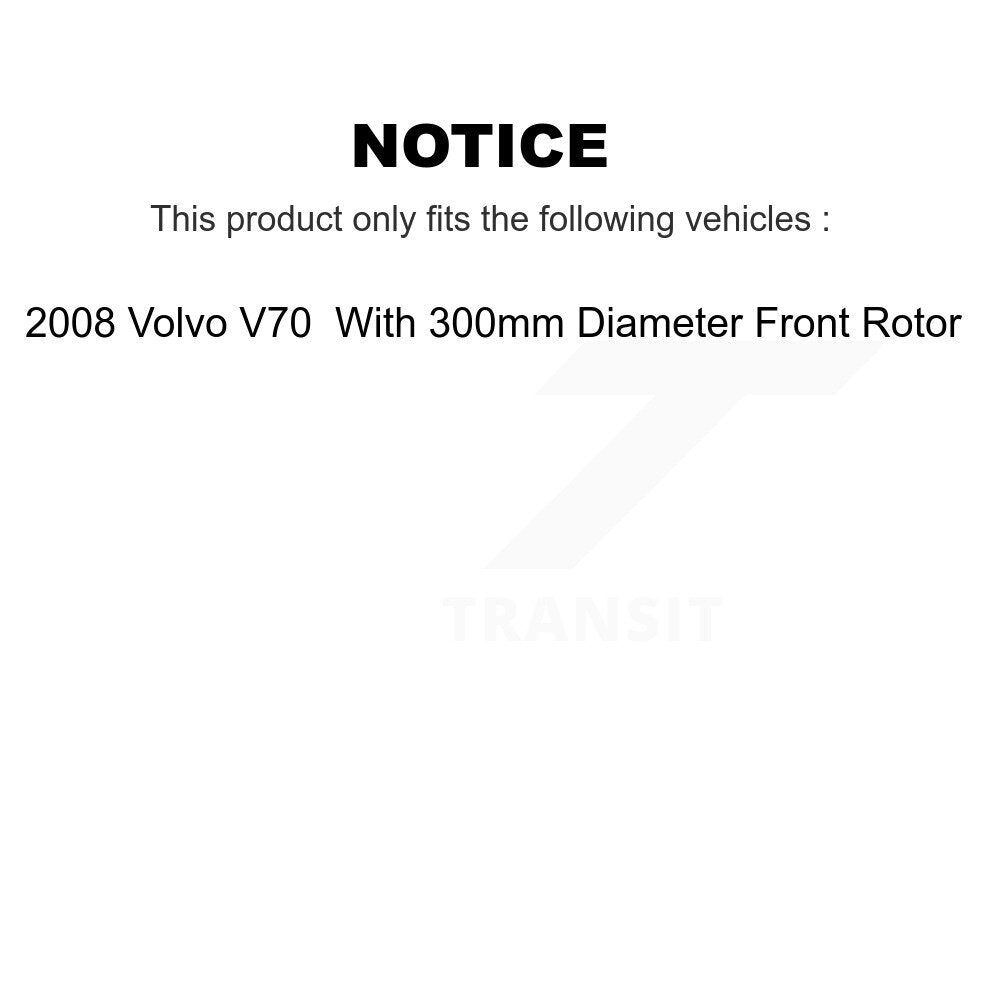 Front Brake Rotor & Ceramic Pad Kit For 2008 Volvo V70 With 300mm Diameter