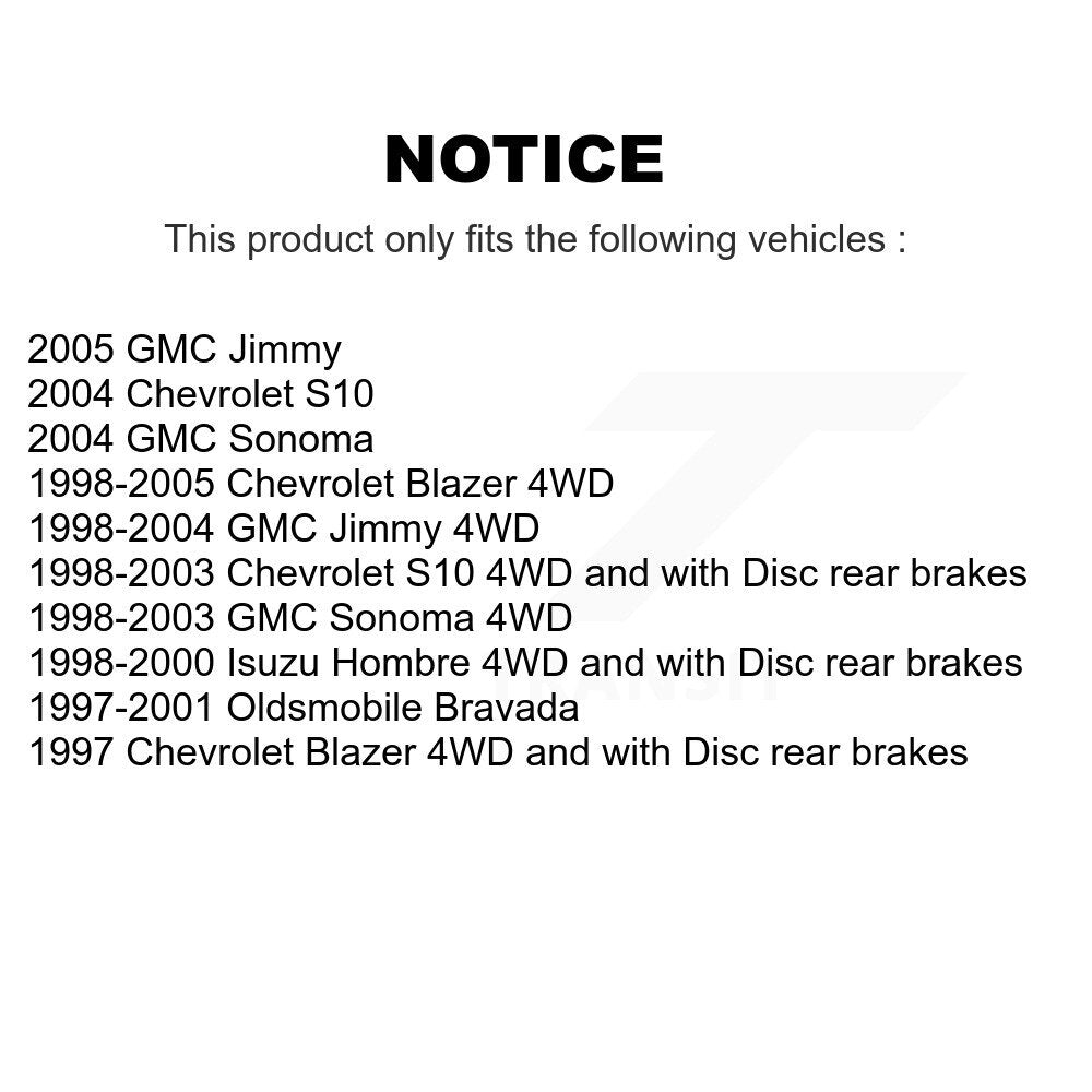 Front Rear Brake Rotor Ceramic Pad Kit For Chevrolet S10 Blazer GMC Sonoma Jimmy