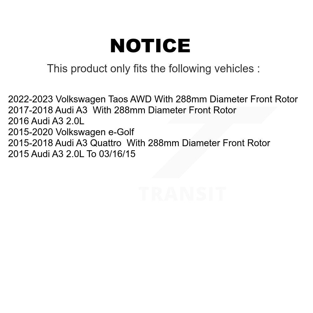 Front Rear Brake Rotor And Ceramic Pad Kit For Audi A3 Quattro Volkswagen e-Golf