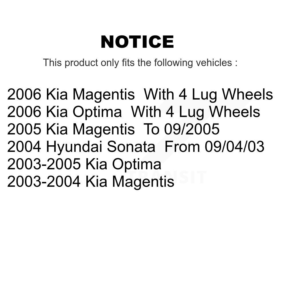 Rotors de frein avant et arrière et Kit de plaquettes en céramique, pour Kia Optima Hyundai Sonata Magentis 