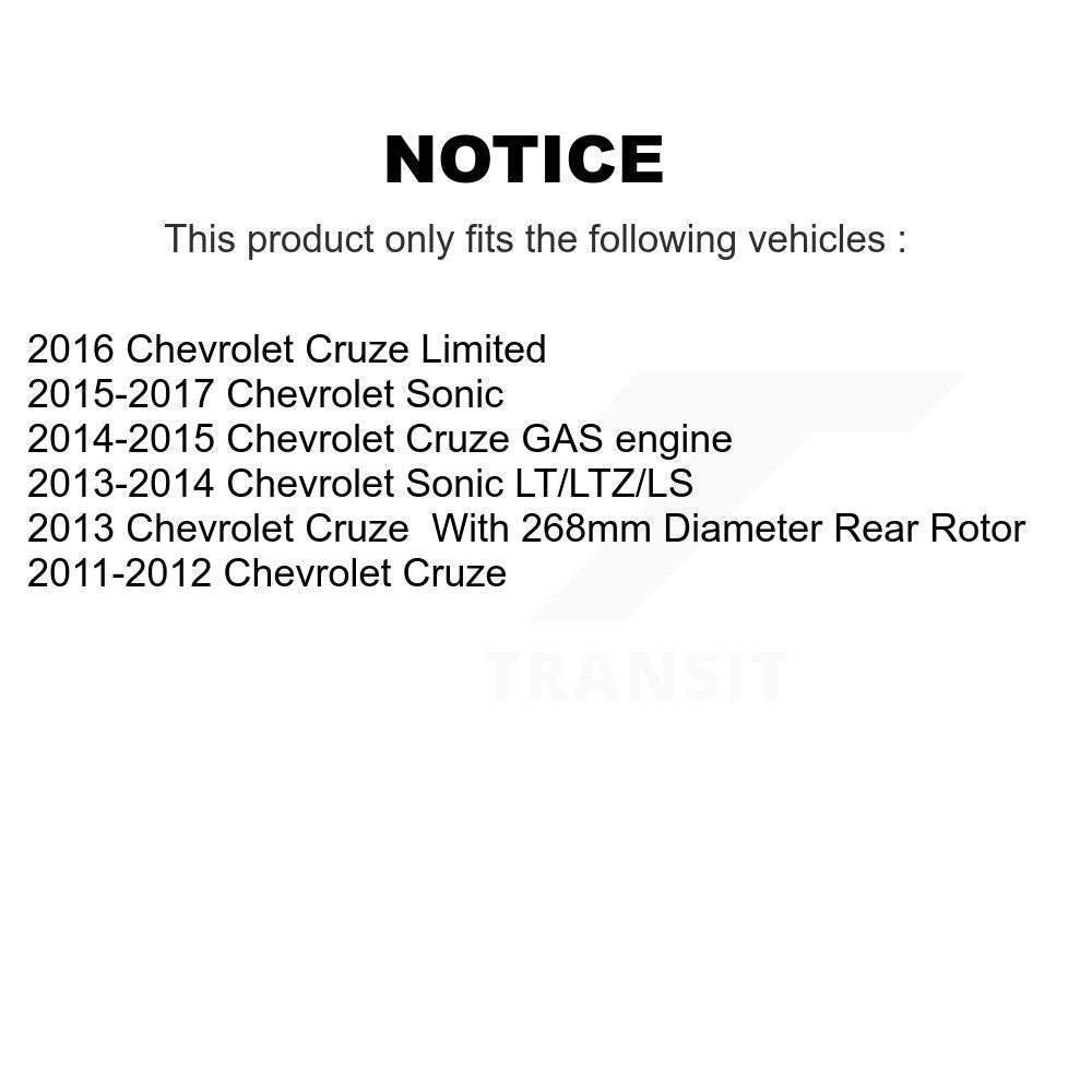 Front Rear Disc Brake Rotors & Ceramic Pad Kit For Chevrolet Cruze Sonic Limited