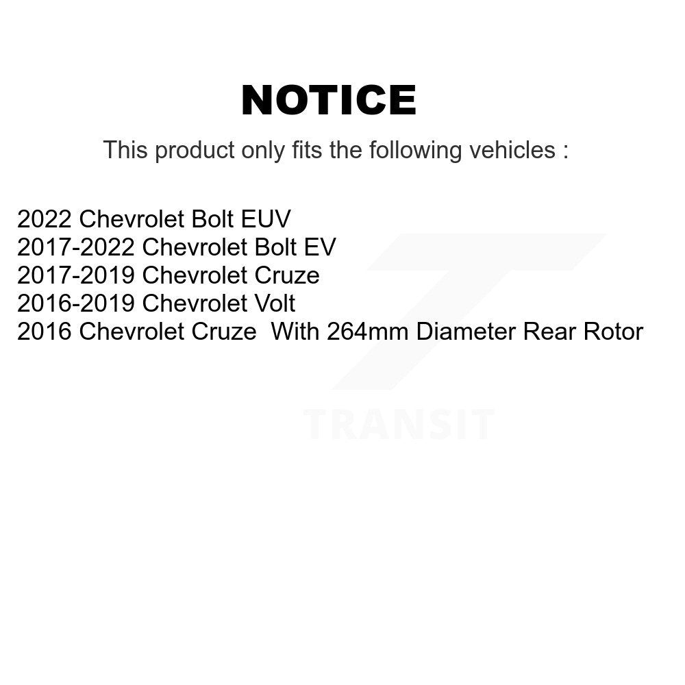 Rear Disc Brake Rotors And Ceramic Pads Kit For Chevrolet Cruze Volt Bolt EV EUV