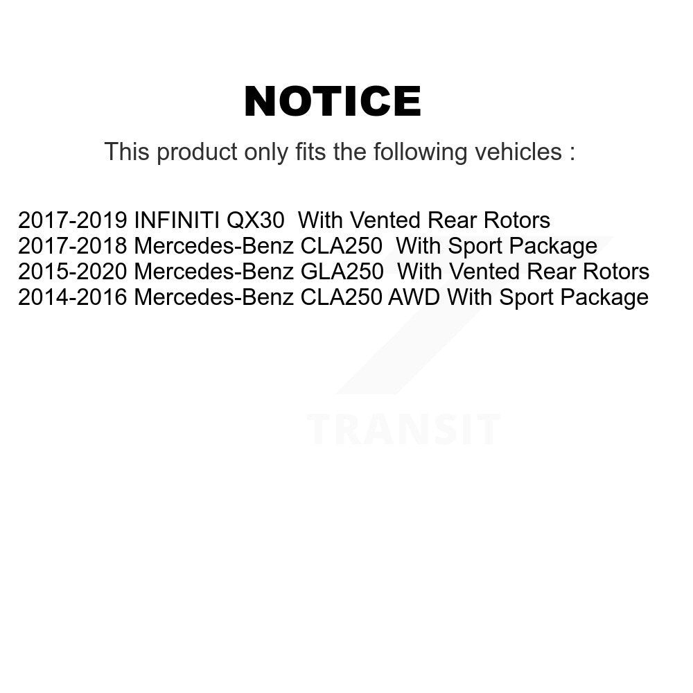 Rear Brake Rotor & Ceramic Pad Kit For Mercedes-Benz GLA250 CLA250 INFINITI QX30