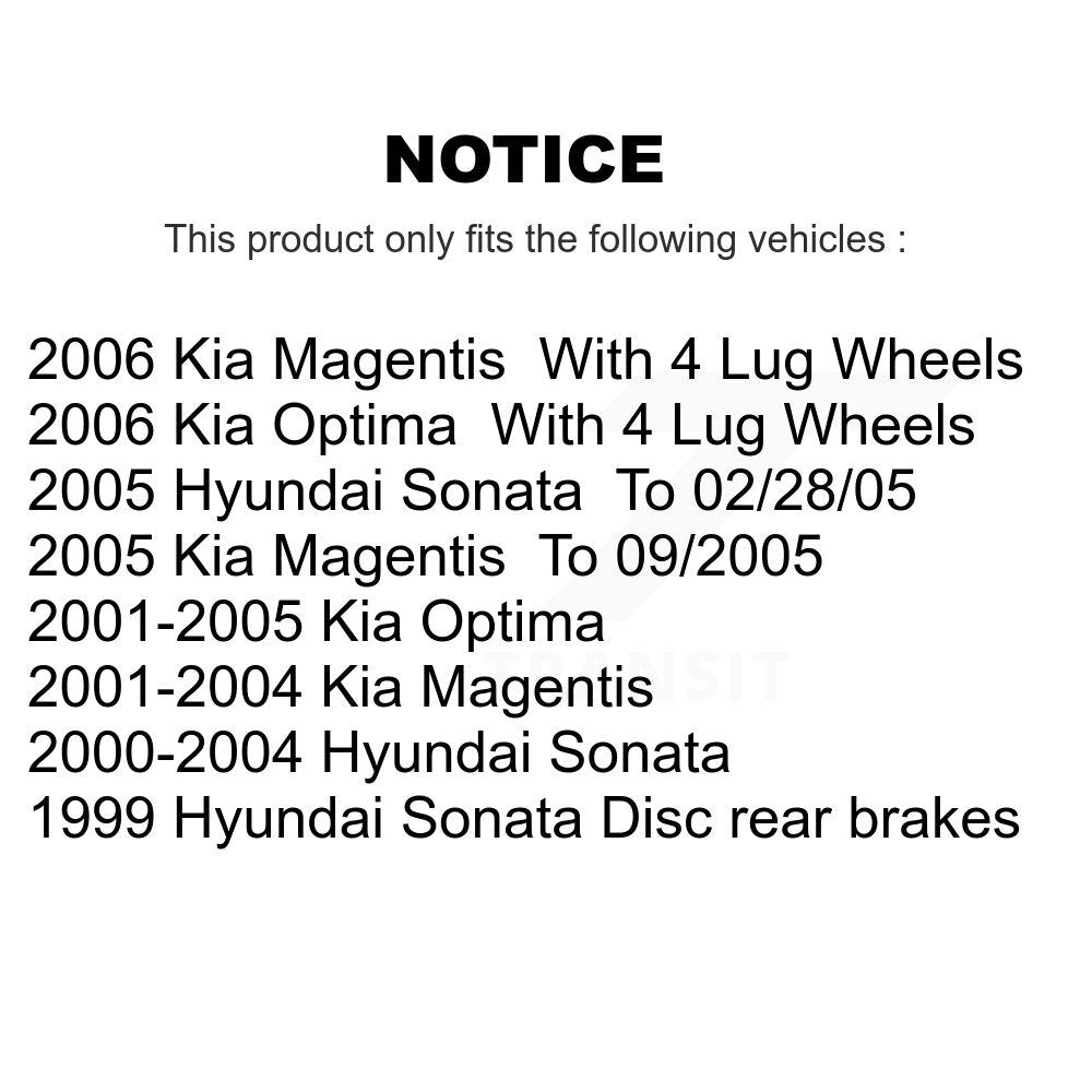 Rear Disc Brake Rotor And Ceramic Pad Kit For Hyundai Sonata Kia Optima Magentis