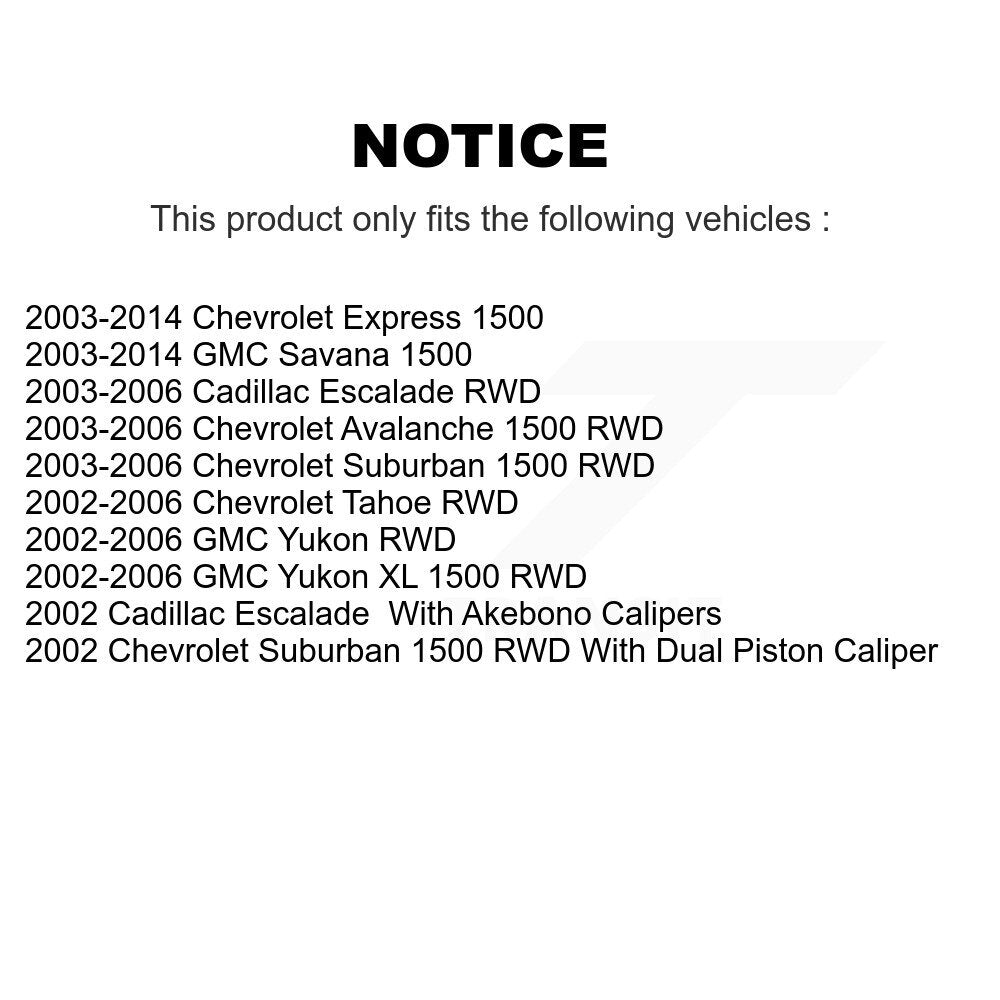 Rear Brake Rotors Ceramic Pad Kit For Chevrolet Tahoe GMC Suburban 1500 Yukon XL
