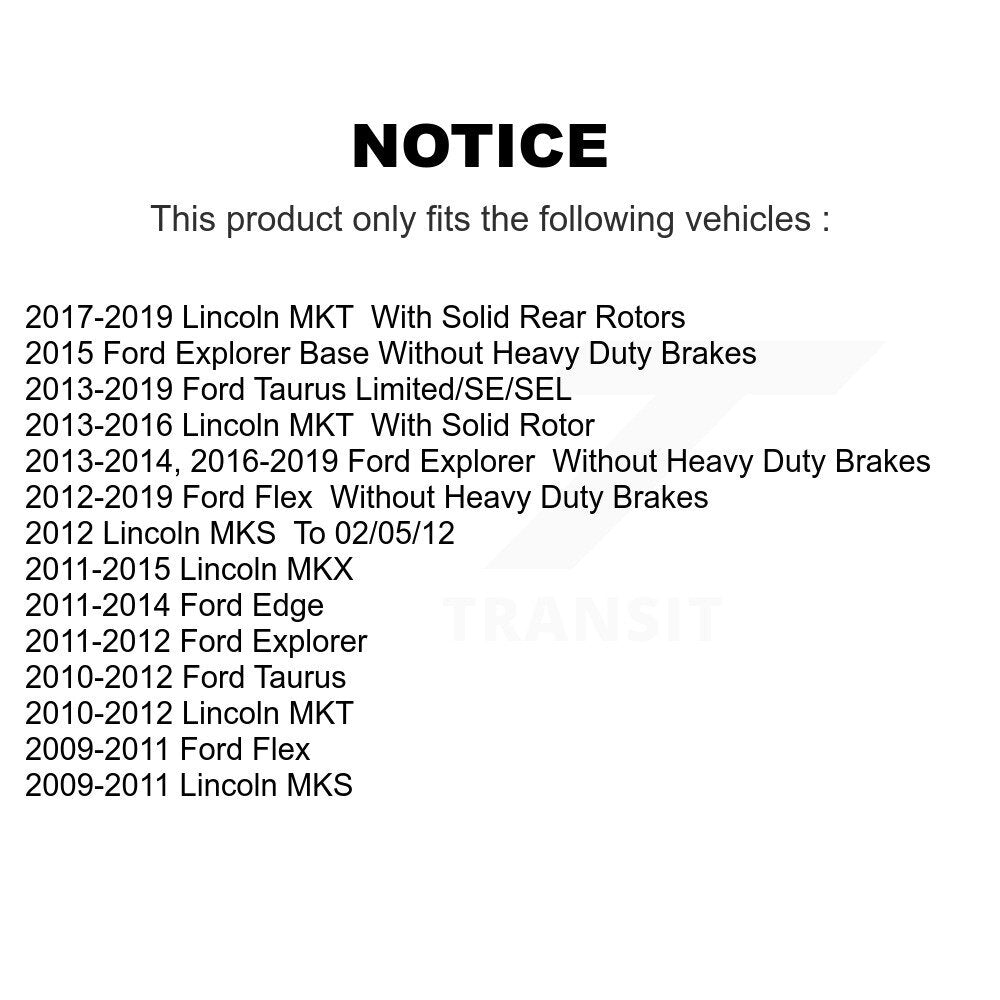 Rear Brake Rotors Ceramic Pad Kit For Ford Explorer Edge Flex Lincoln Taurus MKX