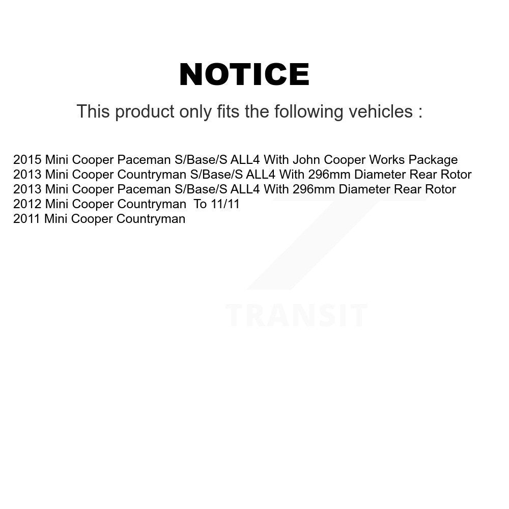 Rear Disc Brake Rotors And Ceramic Pads Kit For Mini Cooper Countryman Paceman