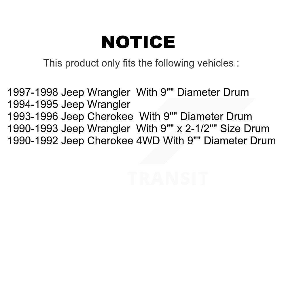 Front Rear Brake Rotor Ceramic Pad And Drum Kit (7Pc) For Jeep Wrangler Cherokee