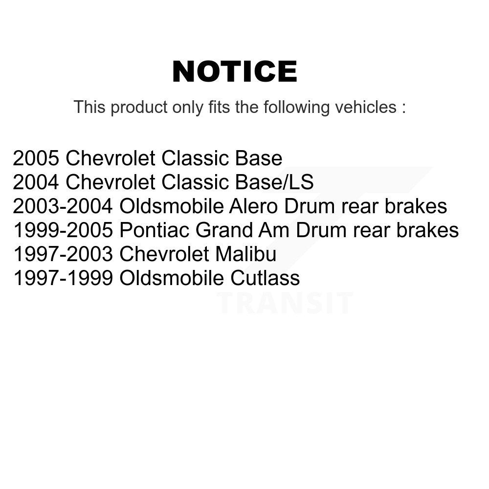 Front Rear Brake Rotor Ceramic Pad Drum Kit (7Pc) For Pontiac Grand Am Chevrolet